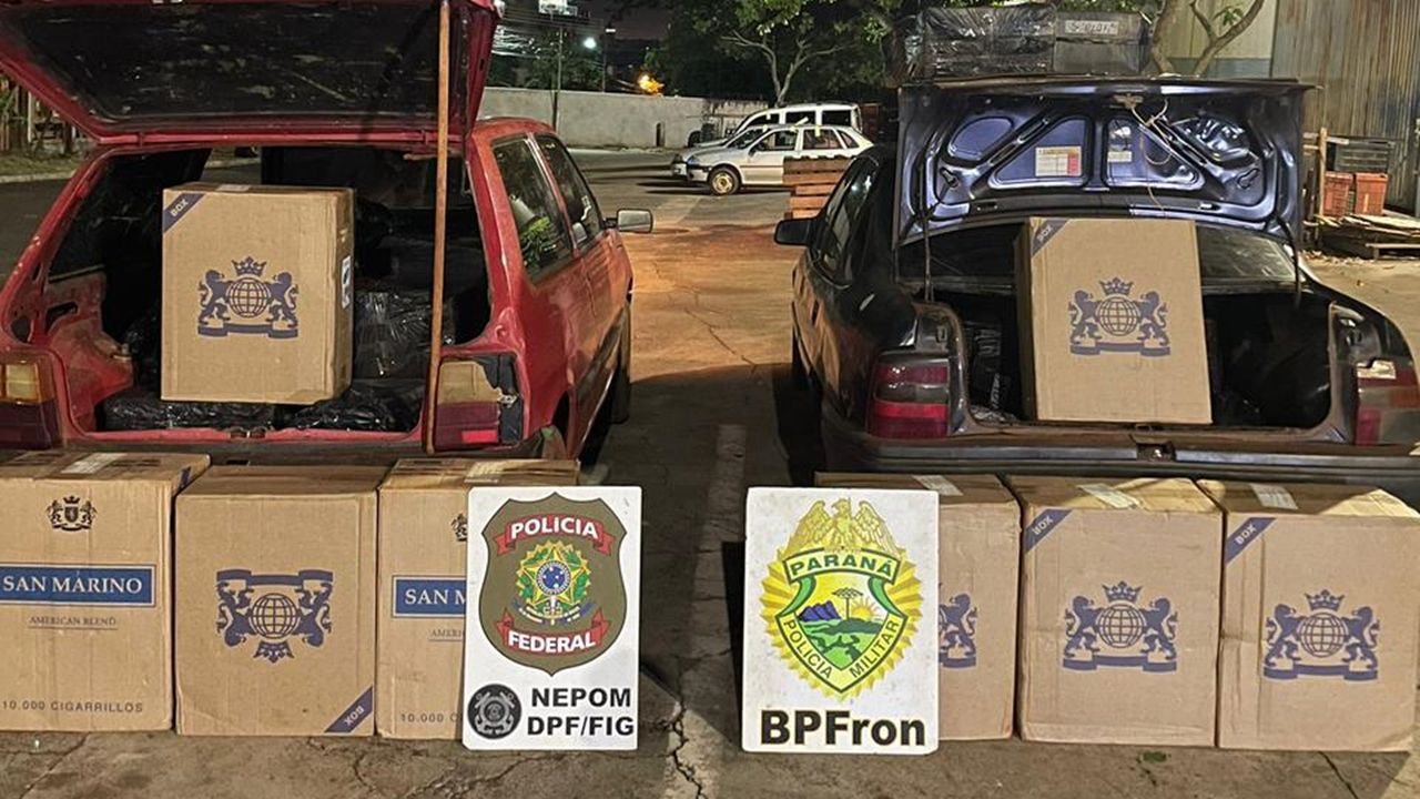 BPFRON e PF apreendem dois veículos com 3 mil pacotes de cigarros contrabandeados em Itaipulândia